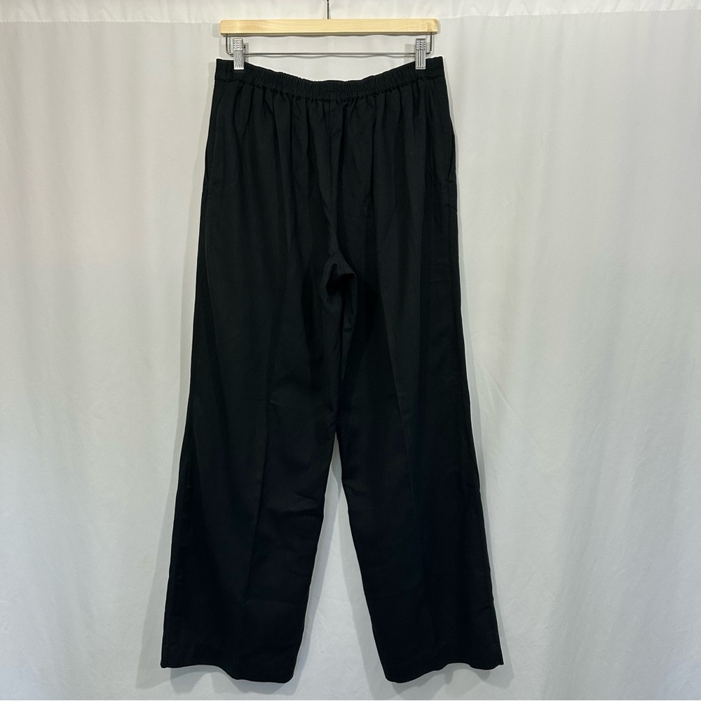 NWT Madewell Pull On Straight Wide Leg Linen Blend Pants in Drapey Twill Black - Picture 7 of 13